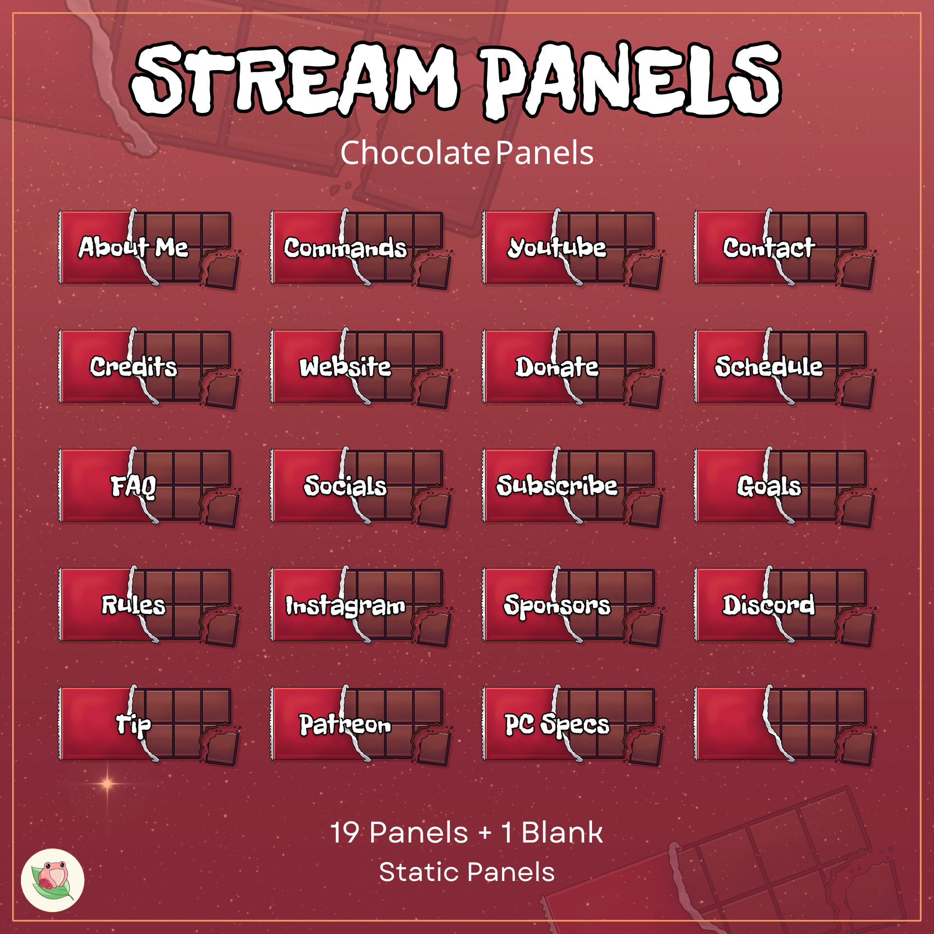 Chocolate Static Panels | 19 Panels + 1 Blank | Stream Static Panels