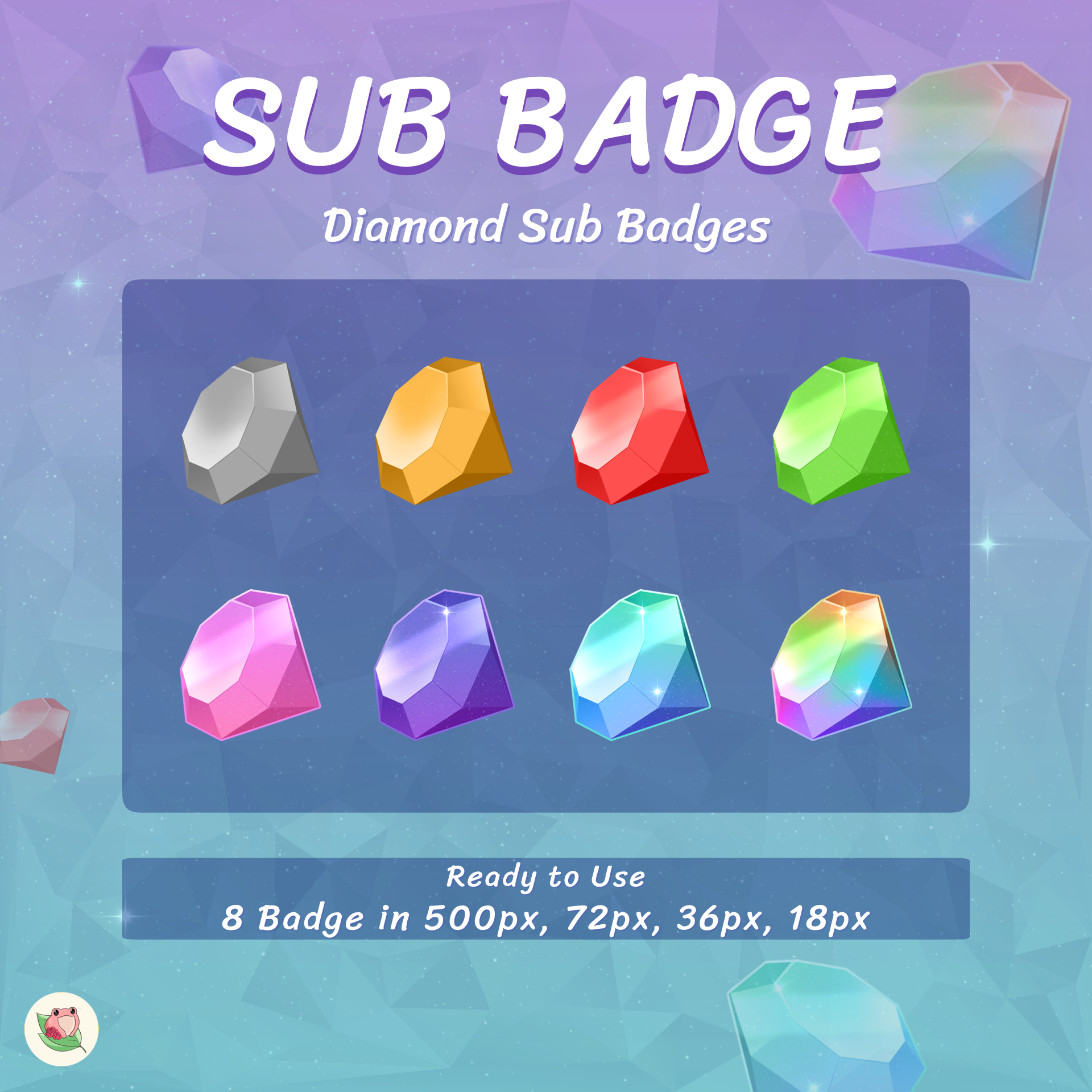 Diamond Sub Badges | 8 Items | Stream Sub Badges