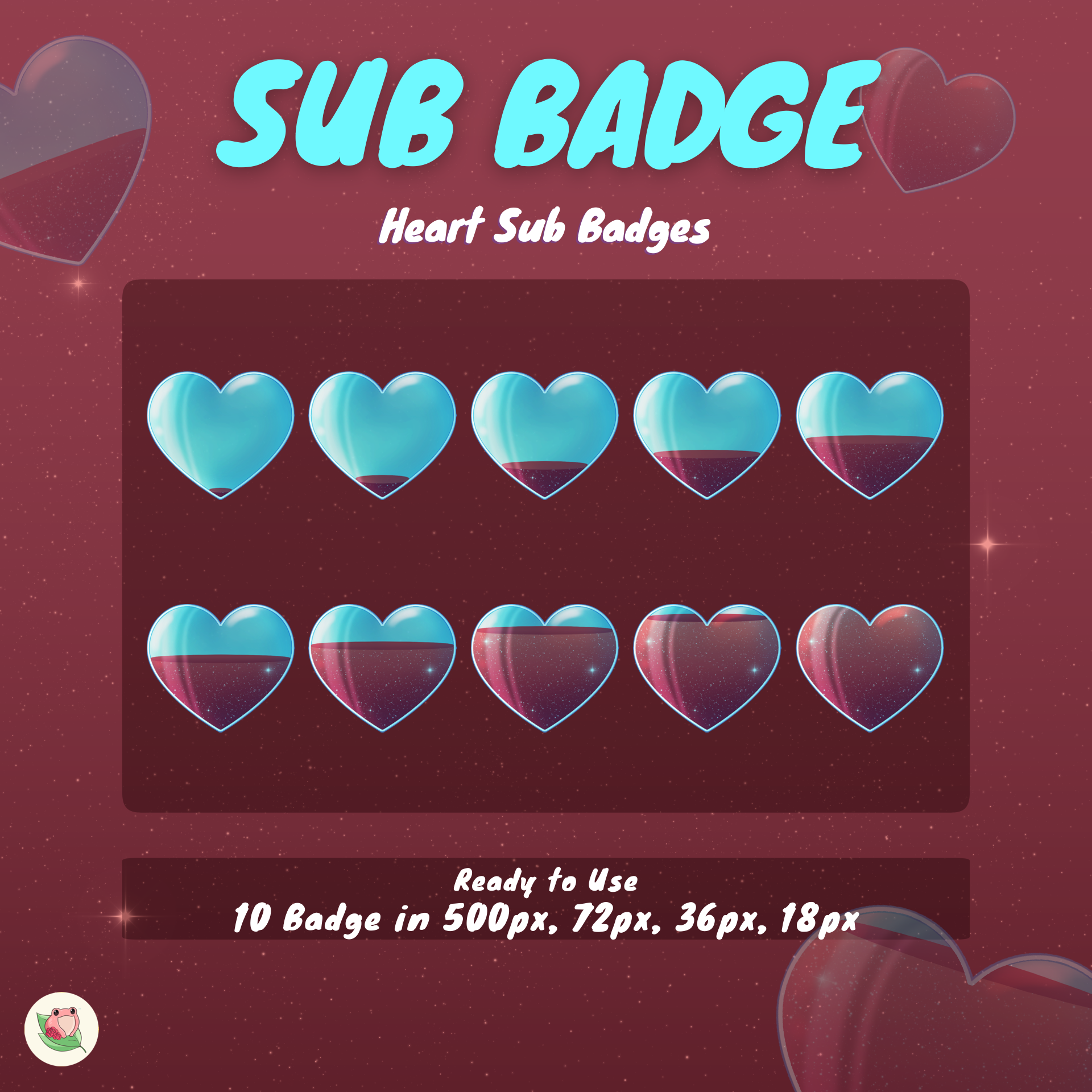 Heart Sub Badges | 10 Items | Stream Sub Badges