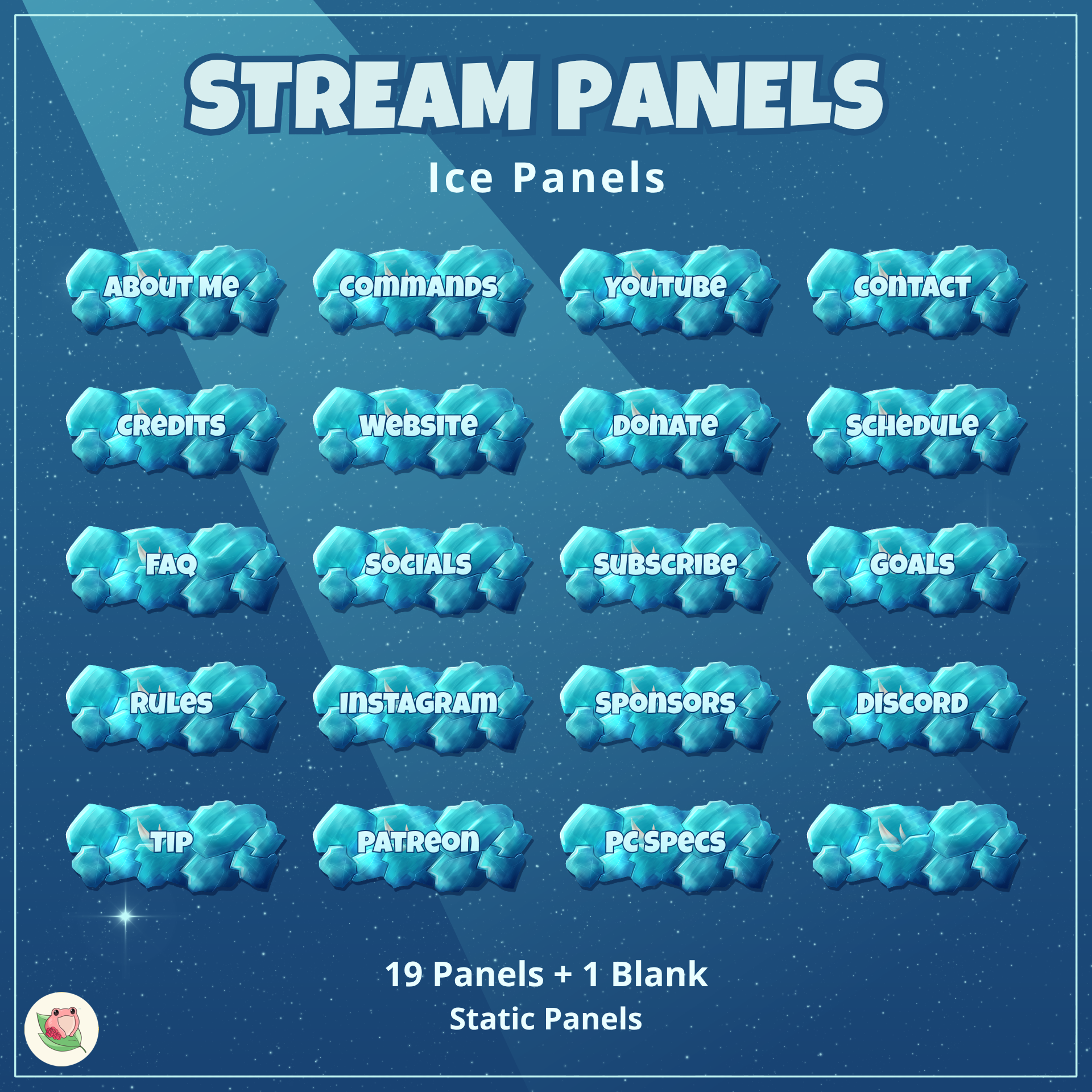 Ice Static Panels | 19 Panels + 1 Blank | Stream Static Panels