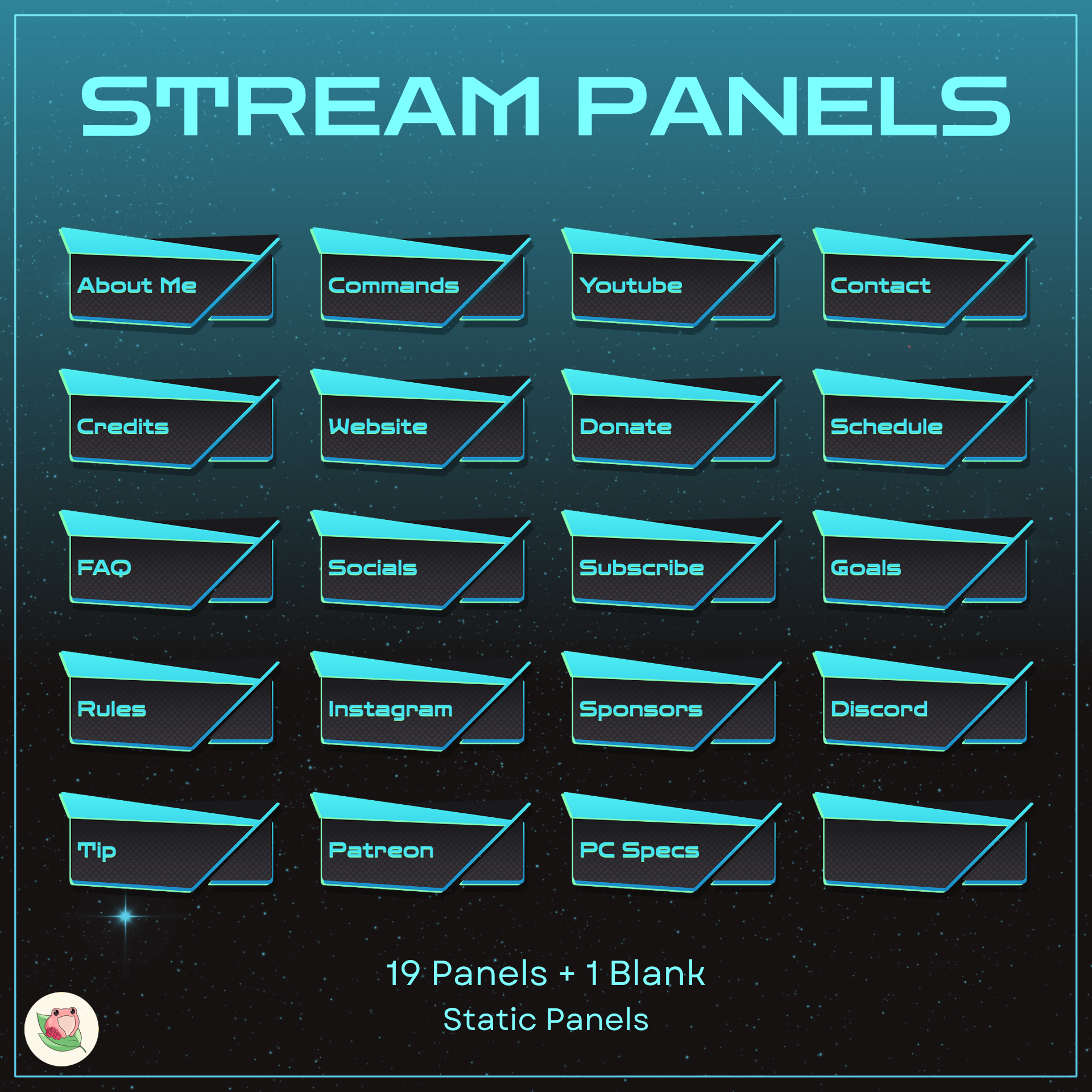 Cool Static Panels | 19 Panels + 1 Blank | Stream Static Panels | 4 Color Variants