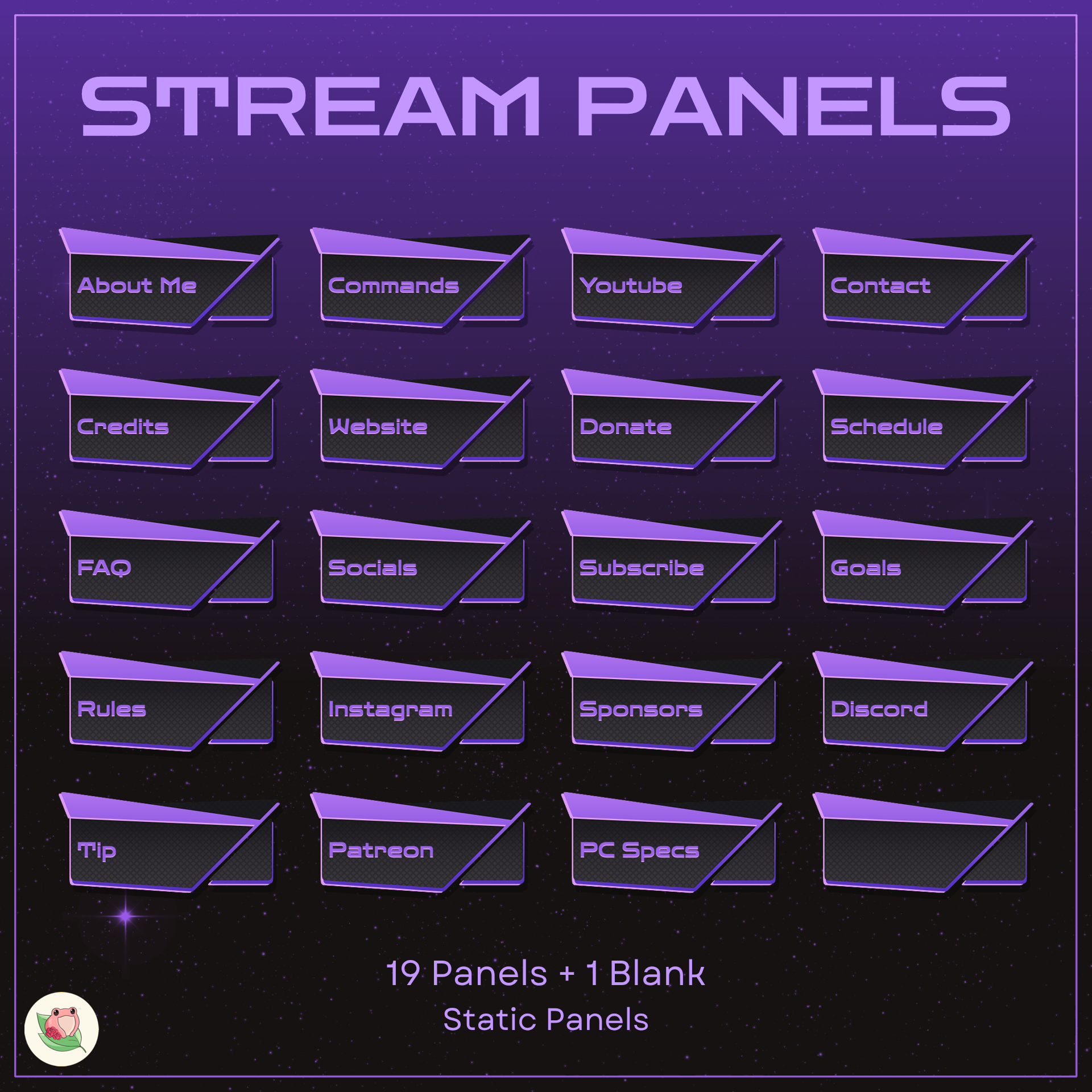 Cool Static Panels | 19 Panels + 1 Blank | Stream Static Panels | 4 Color Variants