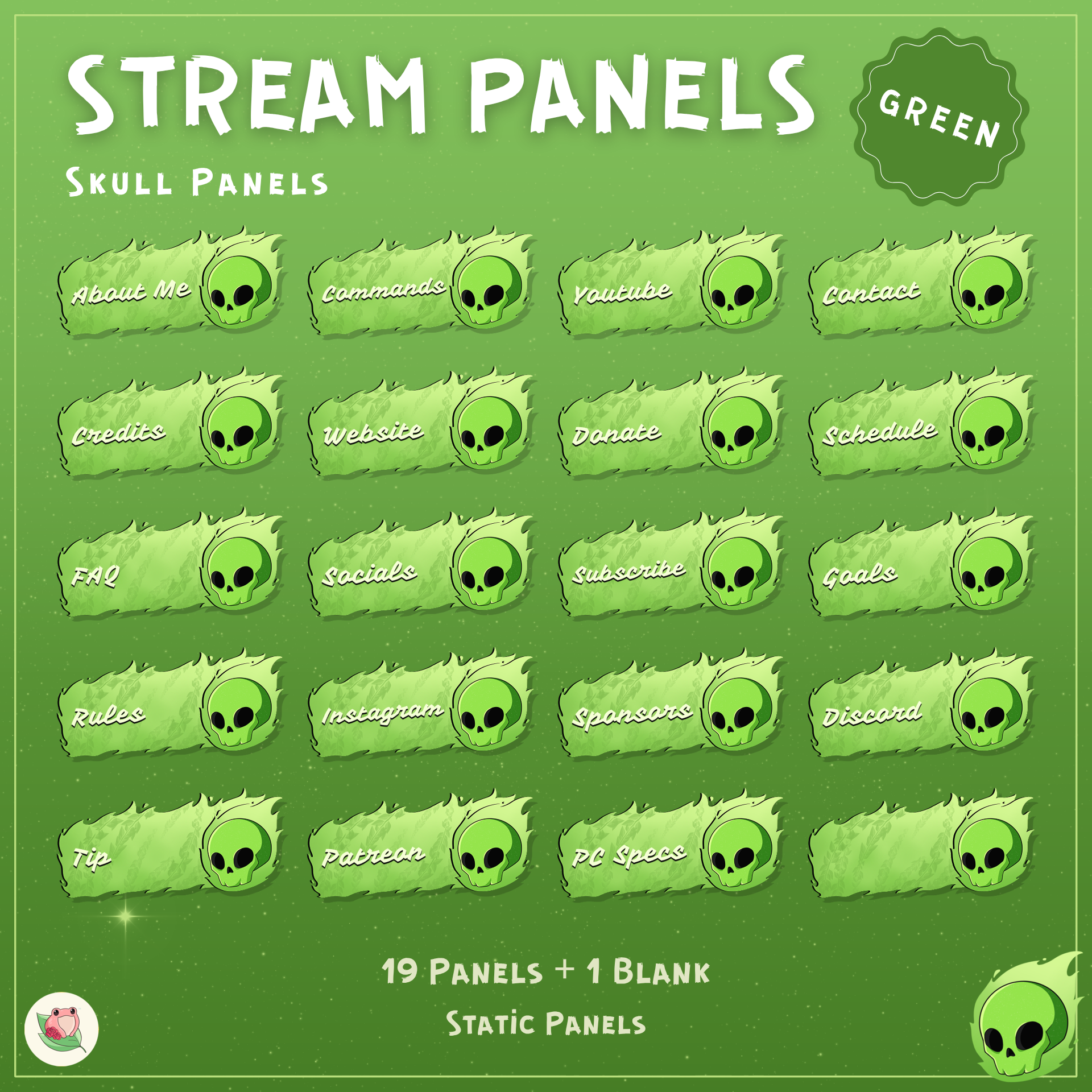 Skull Static Panels | 19 Panels + 1 Blank | Stream Static Panels | 5 Color Variants
