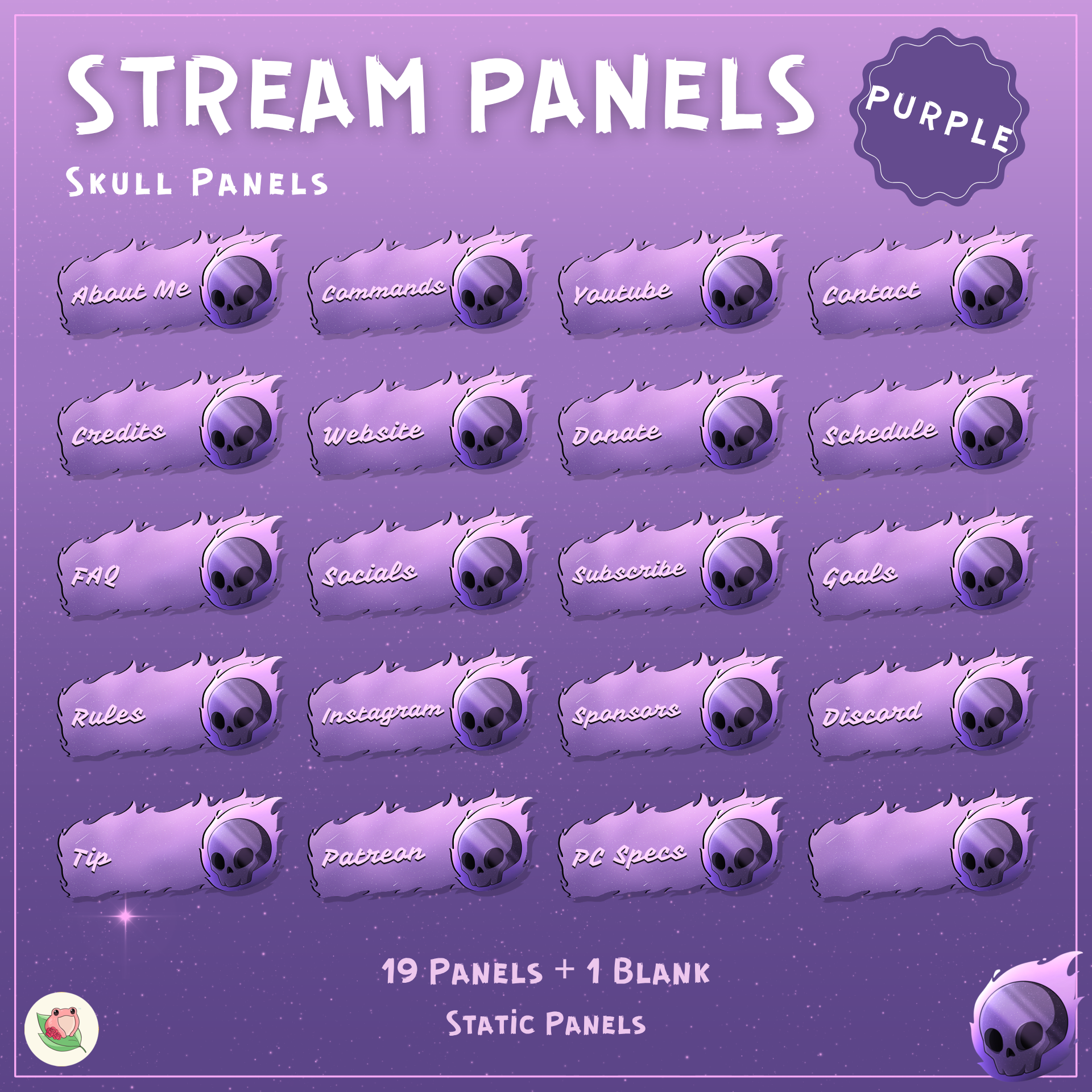Skull Static Panels | 19 Panels + 1 Blank | Stream Static Panels | 5 Color Variants