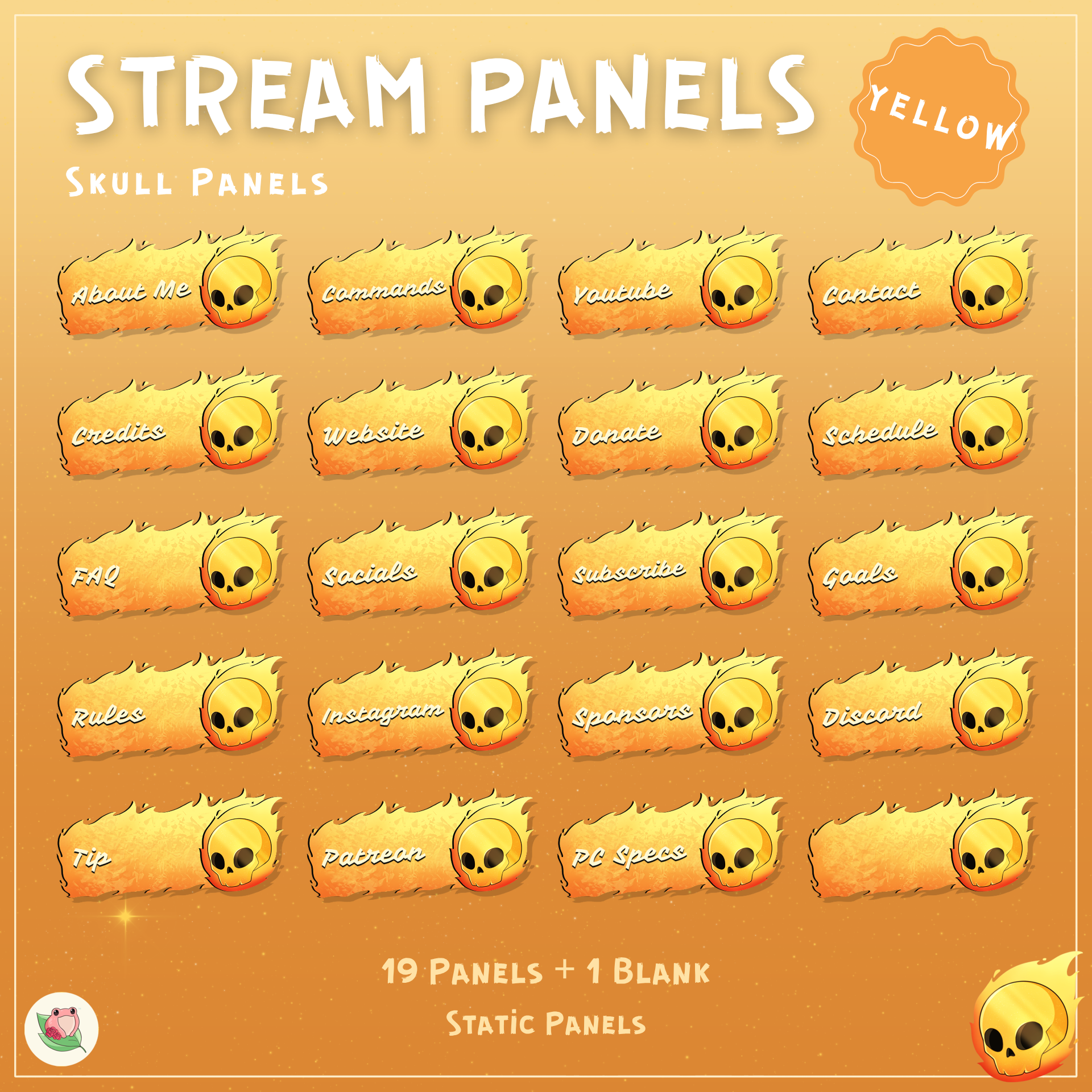 Skull Static Panels | 19 Panels + 1 Blank | Stream Static Panels | 5 Color Variants