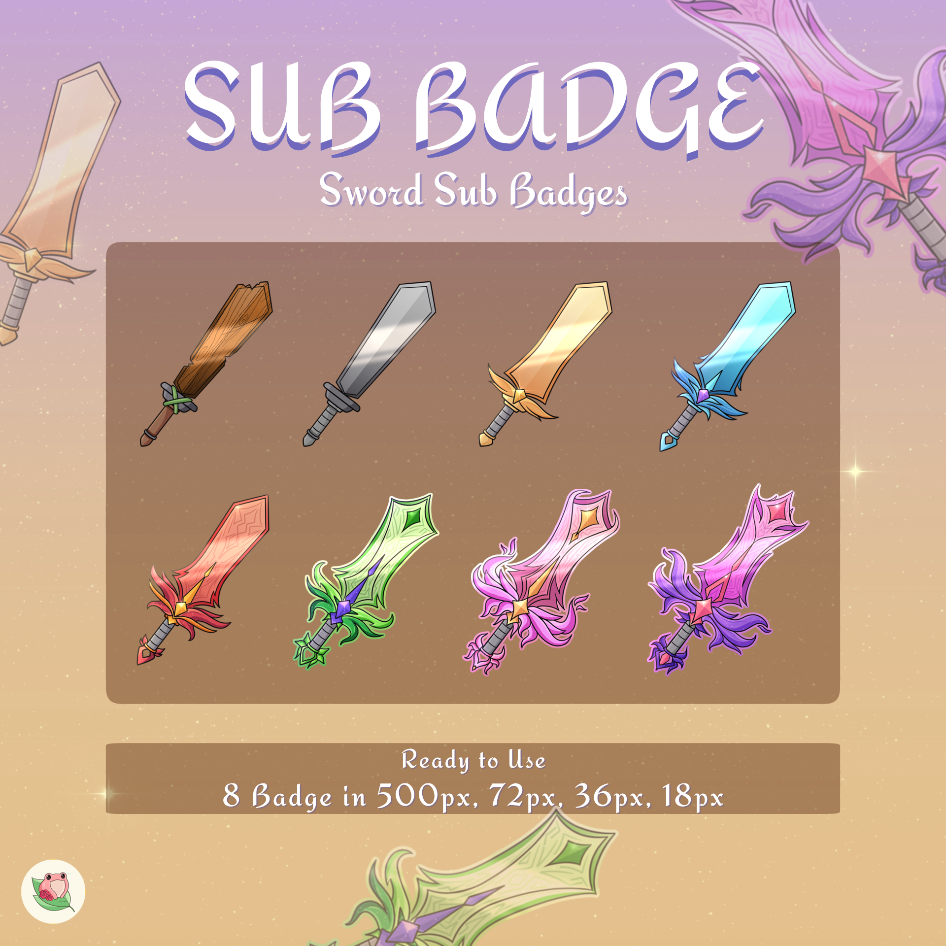 Sword Sub Badges | 8 Items | Stream Sub Badges