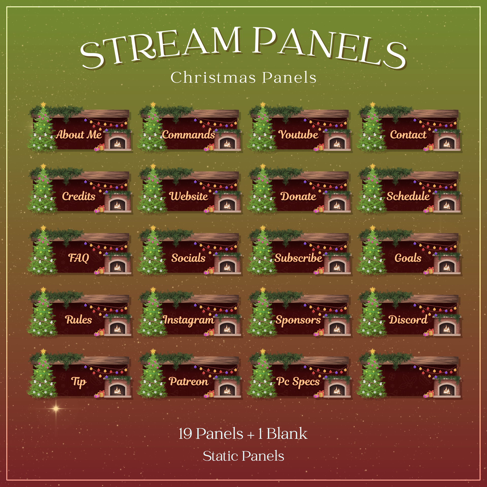 Christmas Static Panels | 19 Panels + 1 Blank | Stream Static Panels